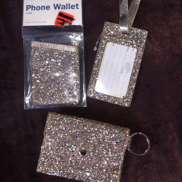 Accessories - Glitter Phone Wallet, Luggage Tag Keychain Wallet lot.
